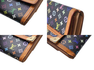 LOUIS VUITTON ルイヴィトン モノグラム マルチカラー ポルト モネ ビエ カルトクレディ 二つ折り財布 ブラック M92984 良品 中古 4c067081