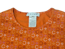 Load image into Gallery viewer, 極美品 CELINE セリーヌ 半袖Tシャツ サイズS トリオンフ 総柄 プリント オレンジ コットン ポリウレタン 中古 4c067095cn