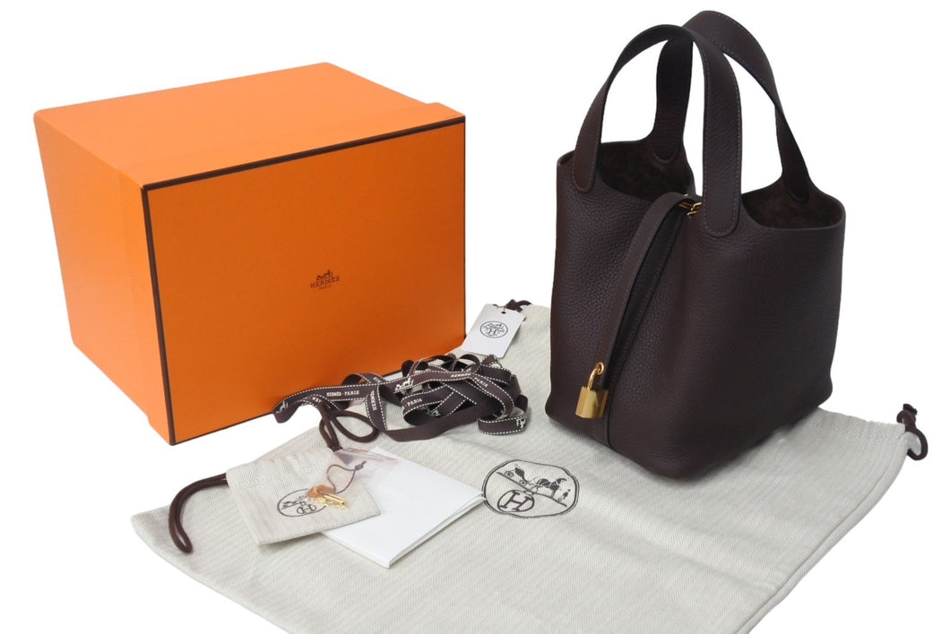 未使用 HERMES エルメス ハンドバッグ ピコタンロックPM ルージュセリエ トリヨンクレマンス Y刻印 ゴールド金具 中古 4c067102