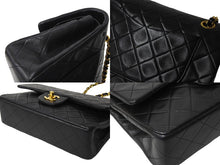 画像をギャラリービューアに読み込む, CHANEL シャネル チェーンショルダーバッグ マトラッセ23 Wフラップ ラムスキン 2番台 ブラック ゴールド 美品 中古 4c067105cc