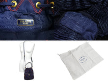 画像をギャラリービューアに読み込む, 新品同様 PRADA プラダ ショルダーバッグ 巾着 チェック ナイロン トライアングルロゴ CO190 ナイロン レザー ゴールド金具 中古 4c067110