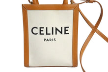 Load image into Gallery viewer, CELINE セリーヌ ミニバーティカルカバ 2WAYショルダーバッグ 193302BNZ.02NT コットンキャンバス レザー ベージュ 美品 中古 4c067111cn