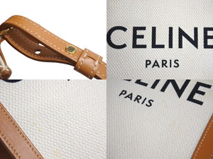 CELINE セリーヌ ミニバーティカルカバ 2WAYショルダーバッグ 193302BNZ.02NT コットンキャンバス レザー ベージュ 美品 中古 4c067111cn