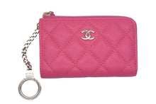 画像をギャラリービューアに読み込む, 極美品 CHANEL シャネル ジップコインケース キーケース 27番台 2018-2019年 キャビアスキン ピンク ゴールド金具 中古 4c067122