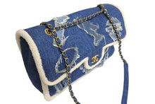 画像をギャラリービューアに読み込む, 極美品 CHANEL シャネル チェーンショルダーバッグ エジプトライン 28番台 2019年 デニム ブルー ホワイト ゴールド 中古 4c067123cc