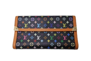 LouisVuitton ルイヴィトン ポルトトレゾールインターナショナル 長財布 PVCコーティングキャンバス ブラック マルチカラー 美品 中古 4c067126