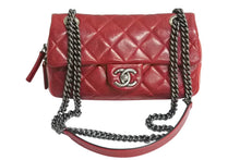 画像をギャラリービューアに読み込む, CHANEL シャネル チェーンショルダーバッグ マトラッセ 19番台 2014年 カーフスキン レッド シルバー金具 美品 中古 4c067129cc