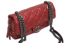 画像をギャラリービューアに読み込む, CHANEL シャネル チェーンショルダーバッグ マトラッセ 19番台 2014年 カーフスキン レッド シルバー金具 美品 中古 4c067129cc