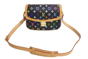 極美品 LOUIS VUITTON ルイヴィトン ソローニュ ショルダーバッグ M92639 モノグラムマルチ ブラック 村上隆 中古 4c067131xx