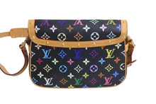 画像をギャラリービューアに読み込む, 極美品 LOUIS VUITTON ルイヴィトン ソローニュ ショルダーバッグ M92639 モノグラムマルチ ブラック 村上隆 中古 4c067131xx