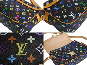 極美品 LOUIS VUITTON ルイヴィトン ソローニュ ショルダーバッグ M92639 モノグラムマルチ ブラック 村上隆 中古 4c067131xx