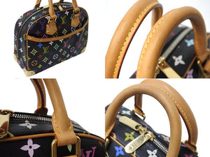 LOUIS VUITTON ルイヴィトン トゥルーヴィル ハンドバッグ M92662 村上隆 モノグラム マルチカラー ブラック ゴールド金具 美品 中古 4c067133