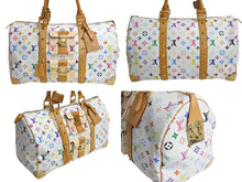 画像をギャラリービューアに読み込む, 極美品 LOUIS VUITTON ルイヴィトン 村上隆 ボストンバッグ キーポル45 M92641 モノグラムマルチ ホワイト ゴールド金具 中古4c067136xx