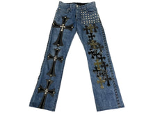 画像をギャラリービューアに読み込む, CHROME HEARTS クロムハーツ デニムパンツ サイズ29 カスタムオーダー クロスボール CHプラス クロスパッチ ピラミッド 美品 中古 4c067137ch