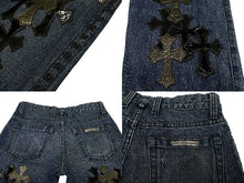 画像をギャラリービューアに読み込む, CHROME HEARTS クロムハーツ デニムパンツ サイズ29 カスタムオーダー クロスボール CHプラス クロスパッチ ピラミッド 美品 中古 4c067137ch