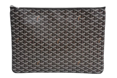 新品同様 GOYARD ゴヤール セナGM クラッチバッグ SENAT2GMLTY01CL01P レザー PVC ブラック シルバー金具 中古 4c067142