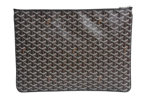 新品同様 GOYARD ゴヤール セナGM クラッチバッグ SENAT2GMLTY01CL01P レザー PVC ブラック シルバー金具 中古 4c067142