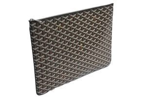 新品同様 GOYARD ゴヤール セナGM クラッチバッグ SENAT2GMLTY01CL01P レザー PVC ブラック シルバー金具 中古 4c067142