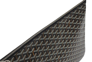 新品同様 GOYARD ゴヤール セナGM クラッチバッグ SENAT2GMLTY01CL01P レザー PVC ブラック シルバー金具 中古 4c067142