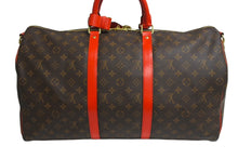 Load image into Gallery viewer, 極美品 LOUIS VUITTON ルイヴィトン キーポルバンドリエール50 ボストンバッグ M44740 イニシャル入り ゴールド金具 ブラウン レッド 中古 4c067145