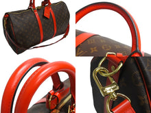 Load image into Gallery viewer, 極美品 LOUIS VUITTON ルイヴィトン キーポルバンドリエール50 ボストンバッグ M44740 イニシャル入り ゴールド金具 ブラウン レッド 中古 4c067145