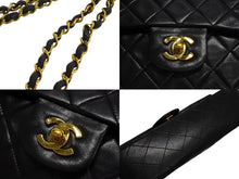 画像をギャラリービューアに読み込む, CHANEL シャネル マトラッセ 25 ショルダーバッグ ダブルフラップ 2番台 ラムスキン ブラック ゴールド 美品 中古 4c067149