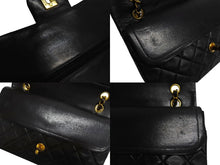 画像をギャラリービューアに読み込む, CHANEL シャネル マトラッセ 25 ショルダーバッグ ダブルフラップ 2番台 ラムスキン ブラック ゴールド 美品 中古 4c067149