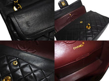 画像をギャラリービューアに読み込む, CHANEL シャネル マトラッセ 25 ショルダーバッグ ダブルフラップ 2番台 ラムスキン ブラック ゴールド 美品 中古 4c067149