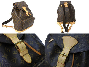 極美品 LouisVuitton ルイヴィトン モンスリGM バックパック リュックサック モノグラム PVCコーティングキャンバス ヌメ革 中古 4c067152