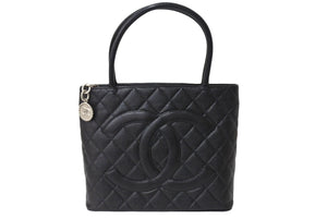 極美品 CHANEL シャネル 1804 復刻トートバッグ ハンドバッグ 7番台 グレインドカーフスキン ブラック シルバー金具 中古 4c067160