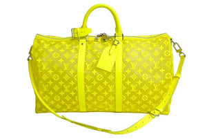 Very good condition LOUIS VUITTON Keepall Handriere 50 Monogram See-Through M55380 DR2189 Neon Yellow Used 4c067164