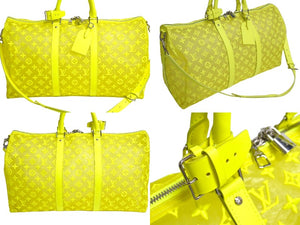 Very good condition LOUIS VUITTON Keepall Handriere 50 Monogram See-Through M55380 DR2189 Neon Yellow Used 4c067164