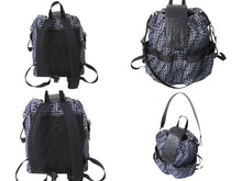 Load image into Gallery viewer, FENDI フェンディ ストライク ズッカ 2wayリュック バックパック FFジャカード 7VZ070 ブラック ネイビー 美品 中古 4c067166