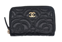 画像をギャラリービューアに読み込む, CHANEL シャネル コインケース 小銭入れ カメリア ココマーク 29番台 ラムスキン シルバー金具 ブラック 美品 中古 4c067170