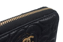 画像をギャラリービューアに読み込む, CHANEL シャネル コインケース 小銭入れ カメリア ココマーク 29番台 ラムスキン シルバー金具 ブラック 美品 中古 4c067170