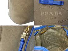 Load image into Gallery viewer, 極美品 PRADA プラダ 2way ショルダーバッグ ハンドバッグ 巾着 1BH038 キャンバス ジャガード ベージュ ブルー ゴールド 中古 4c067175