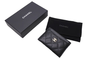 極美品 CHANEL シャネル カードケース ココマーク キャビアスキン 29番台 ブラック ゴールド金具 中古 4c067176