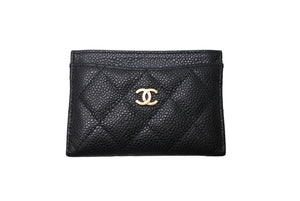 極美品 CHANEL シャネル カードケース ココマーク キャビアスキン 29番台 ブラック ゴールド金具 中古 4c067176