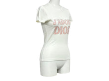 Load image into Gallery viewer, 極美品 ChristianDior クリスチャンディオール J&#39;ADOREDior 半袖Tシャツ トロッター ラインストーン アイボリー ピンク 中古 4c067191