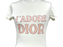 画像をギャラリービューアに読み込む, 極美品 ChristianDior クリスチャンディオール J&#39;ADOREDior 半袖Tシャツ トロッター ラインストーン アイボリー ピンク 中古 4c067191