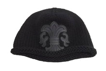 画像をギャラリービューアに読み込む, 極美品 ChromeHearts クロムハーツ レザーパッチビーニー カシミヤニットキャップ BSフレアパッチフレアボール付き 中古 4c067406