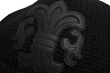 画像をギャラリービューアに読み込む, 極美品 ChromeHearts クロムハーツ レザーパッチビーニー カシミヤニットキャップ BSフレアパッチフレアボール付き 中古 4c067406