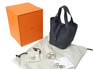 未使用 HERMES エルメス ハンドバッグ ピコタンロックPM グリミスティ トリヨンクレマンス W刻印 シルバー金具 中古 4c067408