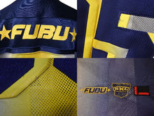 Load image into Gallery viewer, FUBU THE COLLECTION フブ ゲームシャツ フットボールシャツ サイズXXL ポリエステル ネイビー イエロー メッシュ 美品 中古 4c067435