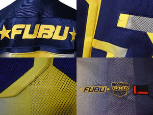 FUBU THE COLLECTION フブ ゲームシャツ フットボールシャツ サイズXXL ポリエステル ネイビー イエロー メッシュ 美品 中古 4c067435