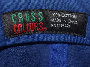 CROSS COLOURS Cap Vintage 90s 1990 NATION Embroidery Free Size Blue Cotton Good Condition Used 4c067436