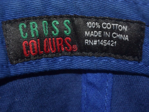 CROSS COLOURS Cap Vintage 90s 1990 NATION Embroidery Free Size Blue Cotton Good Condition Used 4c067436