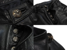 画像をギャラリービューアに読み込む, CHROME HEARTS クロムハーツ フレアニー カーペンター レザーパンツ ブラック シルバー925 ロゴ サイズ30 美品 中古 4c067447