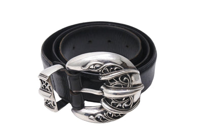 CHROME HEARTS クロムハーツ TALON BELT 1.5 3PIECE タロンベルト サイズ32 レザー シルバー925 ブラック 美品 中古 4c067448