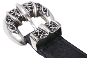 CHROME HEARTS クロムハーツ TALON BELT 1.5 3PIECE タロンベルト サイズ32 レザー シルバー925 ブラック 美品 中古 4c067448